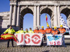 La FI-USO se manifiesta en Bruselas por el acero español
