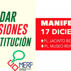 USO, como integrante del MERP, se manifiesta en Madrid por el blindaje de las pensiones en la Constitución.