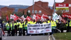 FI-USO con los trabajadores de Gesmat exigiendo el desbloqueo de su convenio colectivo.