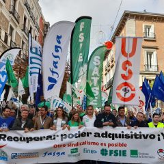 USO, y el sindicalismo independiente, «dan un golpe sobre la mesa» con una gran manifestación de 8.000 personas en Madrid.